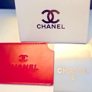 Chanel Red Card Holders/ pocket mirror
